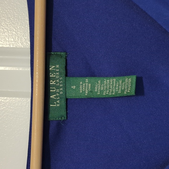 Ralph Lauren Royal Blue Ruched Sleeveless Dress Scoop Neck Size 4 - Picture 2 of 7